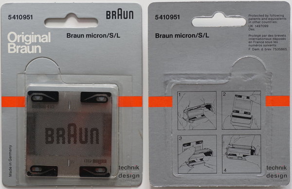 Braun Original 410 Scherblatt / Scherfolie Micron