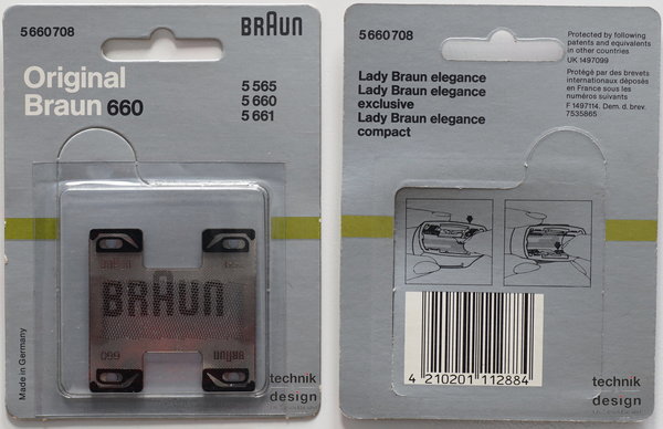 Braun Original 660 Scherblatt / Scherfolie Lady