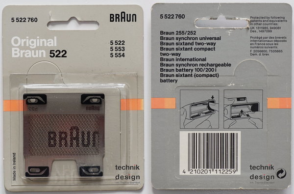Braun Original 522 Scherblatt / Scherfolie