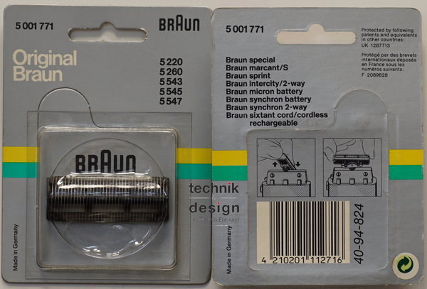 Braun Original 260 Klingenblock Messer