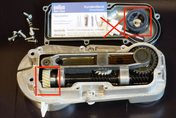 Reparatur: Braun Getriebearm KM32 4209,4122 Kupplung + Schraubenrad